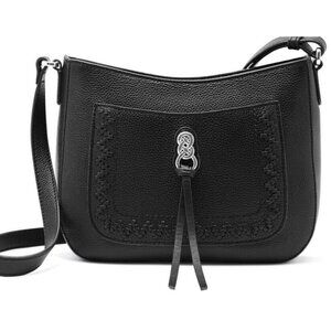 Brighton Interlok ORLA Black Stitched Leather Cross Body Bag MSRP $370 NWT